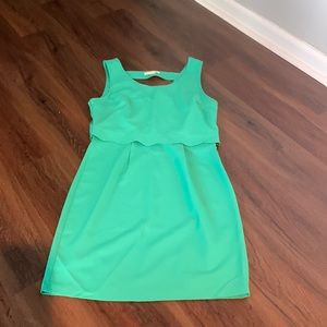 Green Dress with Scalloped detail